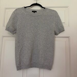 Quince Light Gray Women’s Mongolian Cashmere Tee Short Sleeve Sweater Large L